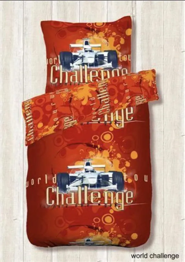 Better Nights Dekbedovertrek World challenge - auto race - 1 kussensloop -100% katoen rood