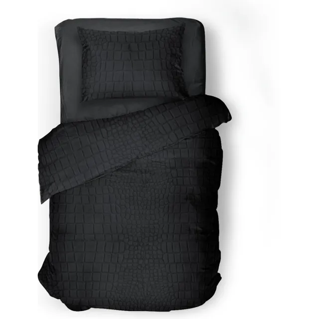 Eleganzzz Dekbedovertrek Micro Mink Crocodile - Dekbedovertrek 140x200/220cm - Black - Velvet Dekbedovertrek - Dierenprint Dekbedovertrek - Effen Dekbedovertrek Crocodile Black