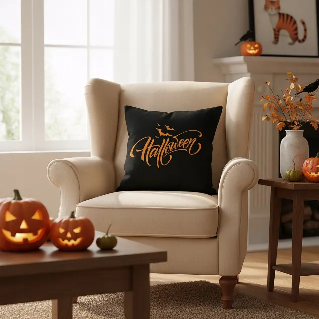 DOMAREX Decoratieve Kussenhoes Halloween / Sint Maarten 40x40 cm zwart