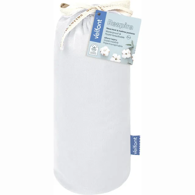 Velfont Respira - Luxe Waterdichte Matrasbeschermer en Hoeslaken - 2-in-1 - Ademend en Zacht - Organisch katoen - 150x200cm - Wit