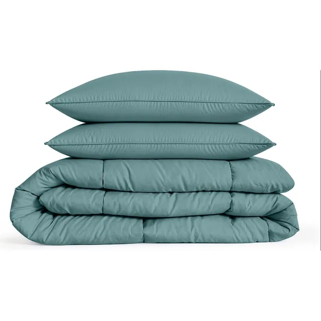 Eleganzzz Eazy Dekbed zonder Overtrek Inclusief Kussenslopen Petrol 240x200cm - Petrol Dekbed - Wasbaar Dekbed - Hoesloos Dekbed - All Year Dekbed - Lits Jumeaux Dekbed