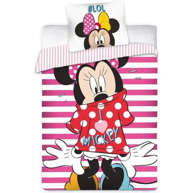 Disney Minnie Mouse Dekbedovertrek #LOL - Eenpersoons - 140x200 cm - Roze Wit