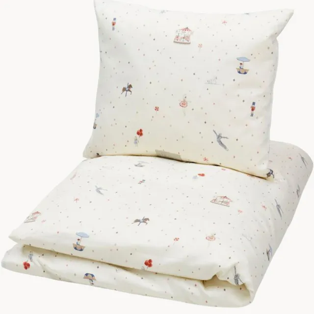 Cam Cam Copenhagen Babybedtextiel Carousel van katoensatijn Wit