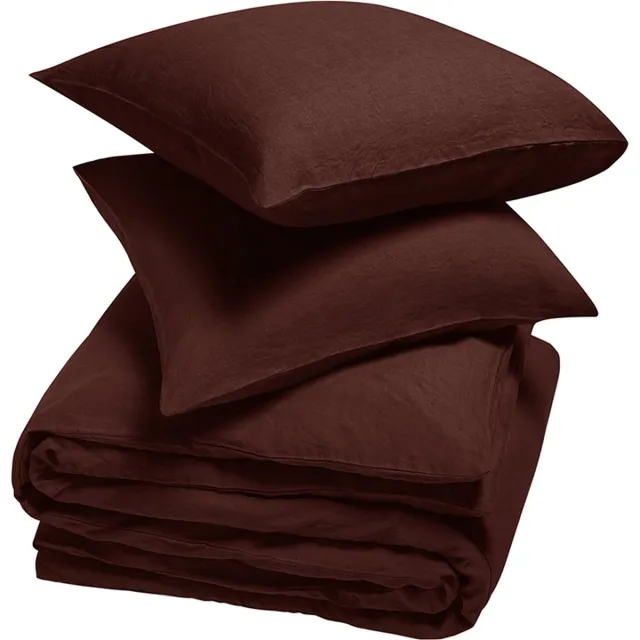 Yumeko dekbedovertrek gewassen linnen rosewood 200x220 + 2/60x70 - Biologisch & ecologisch