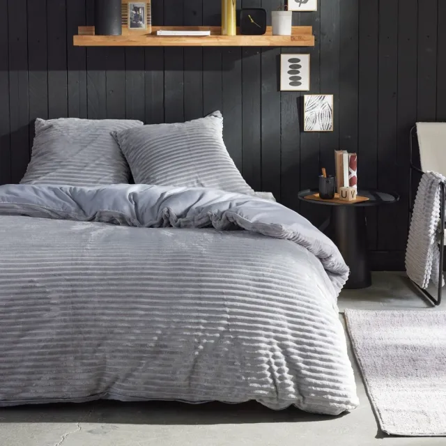 Today Geribbeld fleece bedset BIEN AU CHAUD Grau