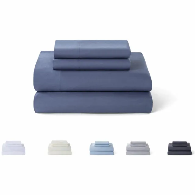 Unyqoos Vierdelig beddengoedset met hoeslaken en kussenslopen voor optimaal comfort grijsblauw
