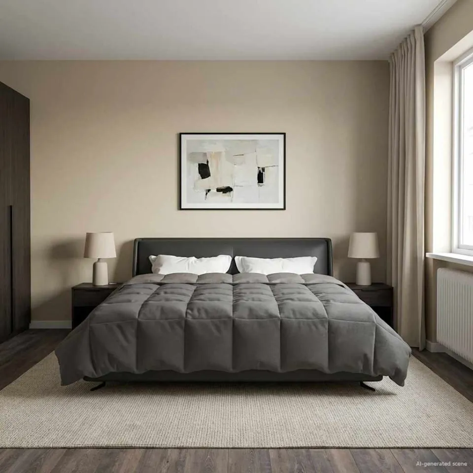vidaXL Vol jaar dekbed 220 x 240 cm 300 GSM Microvezel Lichtgrijs, foto 4