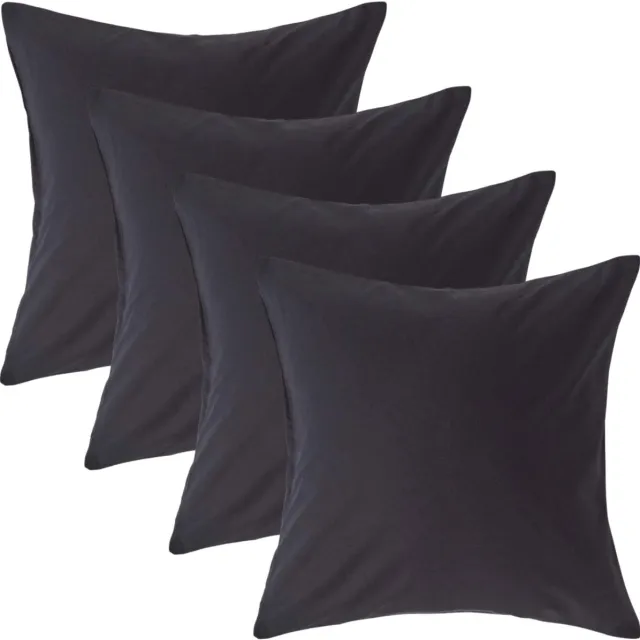 Homescapes Kussensloop 40x40 cm Set van 4 – Zwart – 100% Egyptisch Perkal Katoen – 200 TC