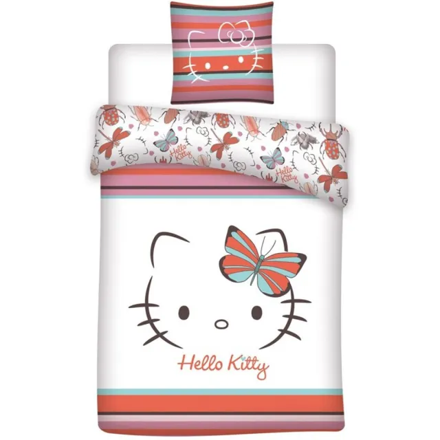 Hello Kitty & Friends Dekbedovertrek Vlinder - 140 x 200 cm / 65 x 65 cm - Polykatoen Multi kleuren