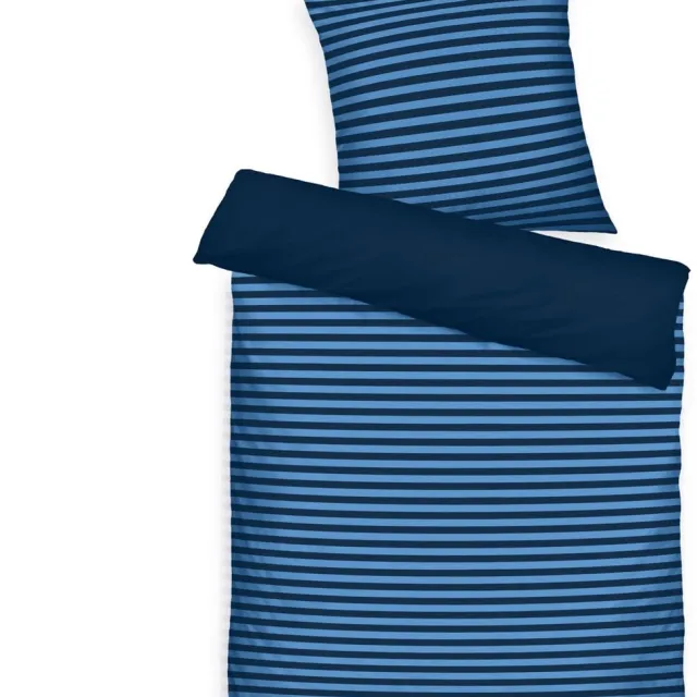 Ibenzoa Dekbedovertrek - Medium Stripes - 155x220 cm + 80x80 cm - Blauw - Katoen renforcé