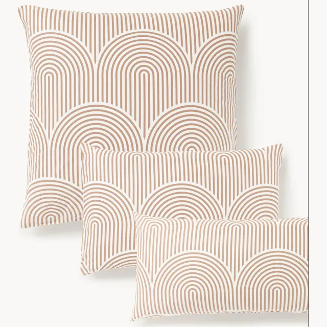 Westwing Collection Katoenen kussenhoes Arcs Bruin