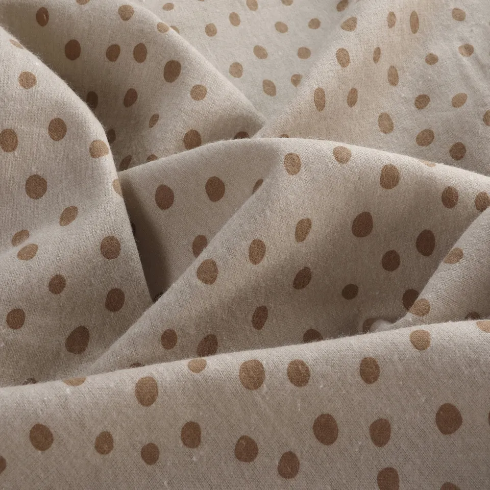NOUS Living flanellen 2-persoons dekbedovertrek met stippen 200x220 cm - beige, foto 6