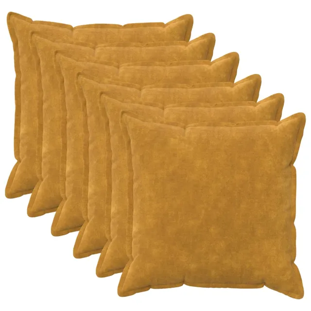 vidaXL Kussensloop 6 st HOUTEN Geel 80 x 80 cm Microfiber Fleece