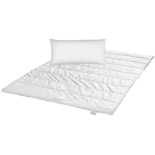 Bodyprotect set 155 x 220 cm winterdekbed en 40 x 80 cm hoofdkussen | ECOLine beddengoedset uit dekbed en kussen | warm dekbed | allergievriendelijke hoes van microvezel | wasbaar op 40 graden | wit