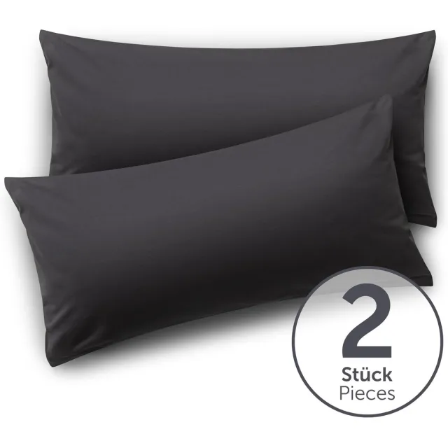 Blumtal Set Van 2 Kussenslopen - Superzachte Premium Jersey Kussenhoes - 100% Katoen - 40 x 80 cm - Antraciet