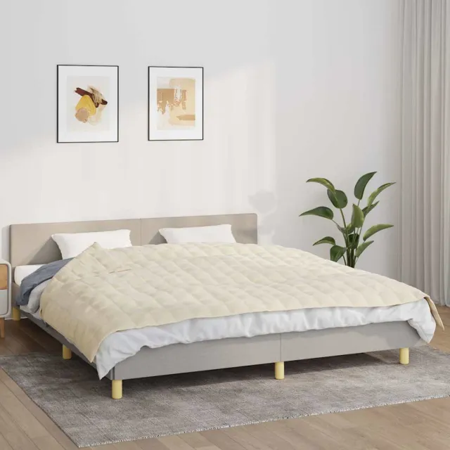 vidaXL Verzwaringsdeken 155x220 cm 7 kg stof lichtcrèmekleurig crème, foto 2
