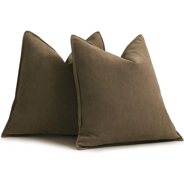Unyqoos ® Elegante Chenille Kussenhoezen 50x50 cm voor Luxe Woondecoratie Set van 2 Stuks bruin