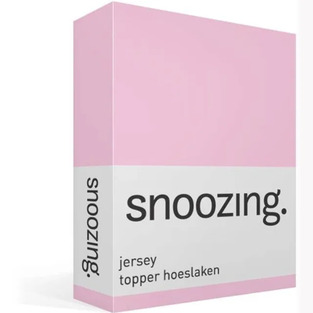 Snoozing Jersey - Topper Hoeslaken - 100% gebreide katoen - 160x200 cm - Roze