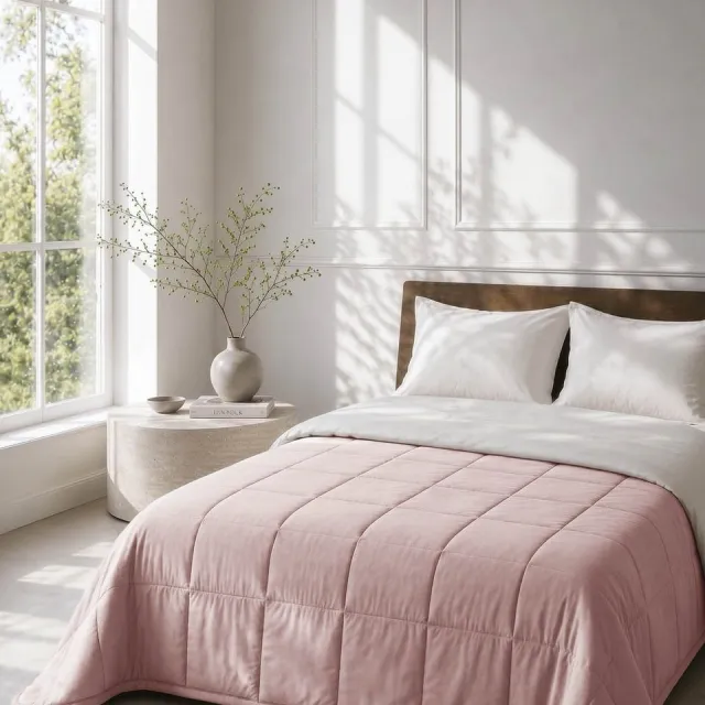 HOOMstyle Wasbaar dekbed zonder overtrek - Light 100 g/m² - 260x220cm - Potpourri Roze