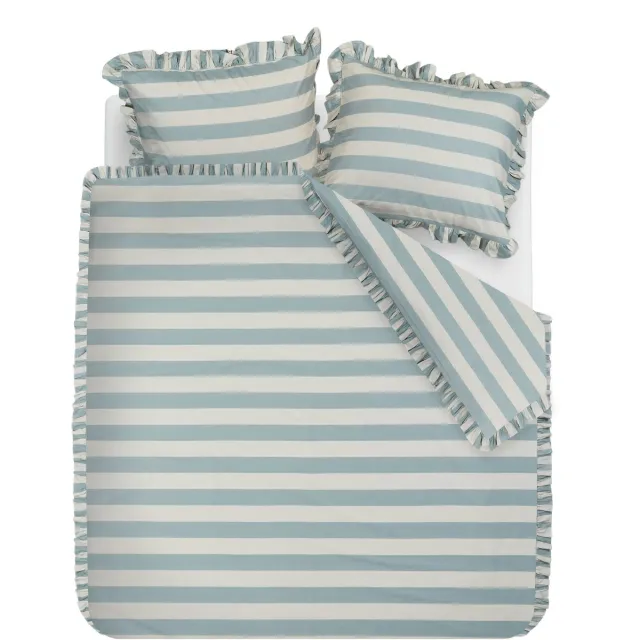 Ambiante Striped Ruffle dekbedovertrek - Blauw