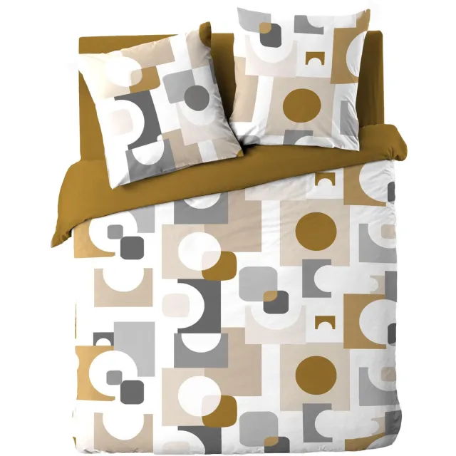 Douceur d intérieur Douceur d'intérieur - Dekbedovertrekset met geometrisch patroon GEOMELO, 240 x 220 cm Geel