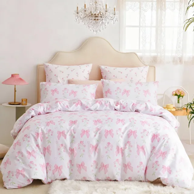 Ibenzoa Elegante beddengoedset met bloemenpatroon en kussensloop voor kinderen Wit