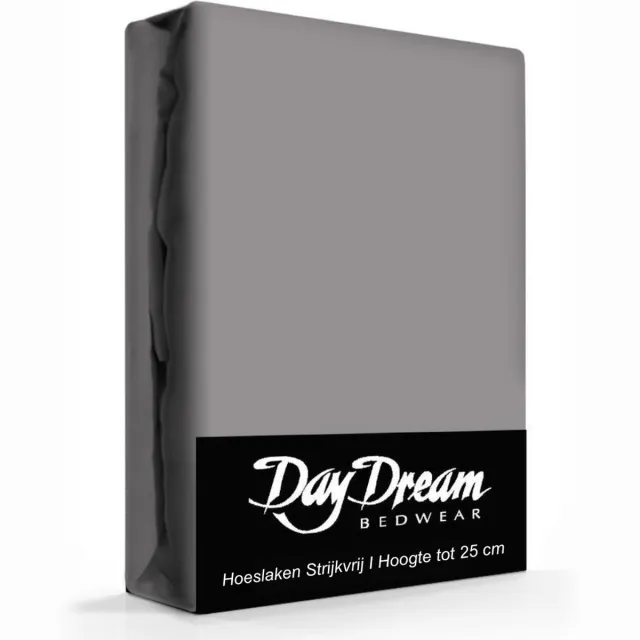 Day Dream hoeslaken - strijkvrij - katoen - 160 x 200 - Antraciet