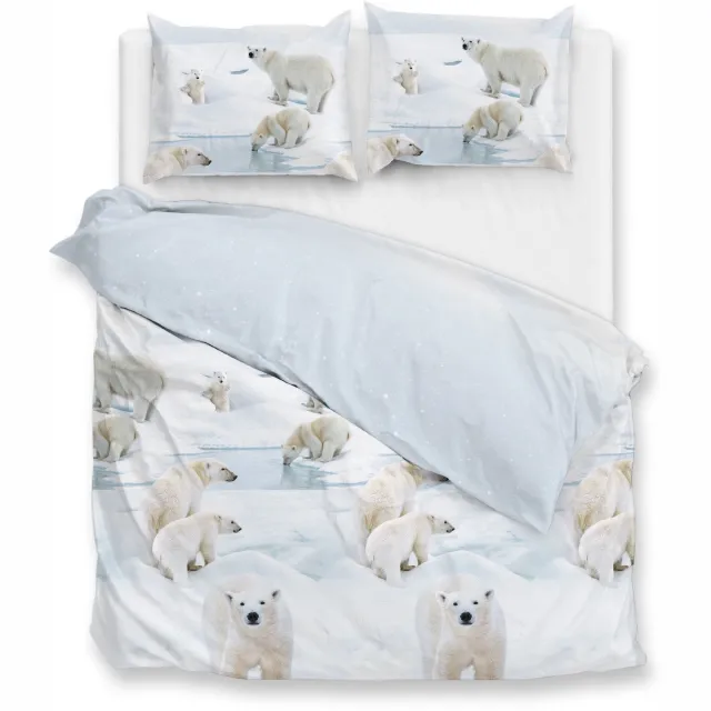 Zohome Dekbedovertrek Polare - Bedlinnen met Dieren print - Blauw - Dekbedhoes van 100% Katoen-Flanel, foto 3