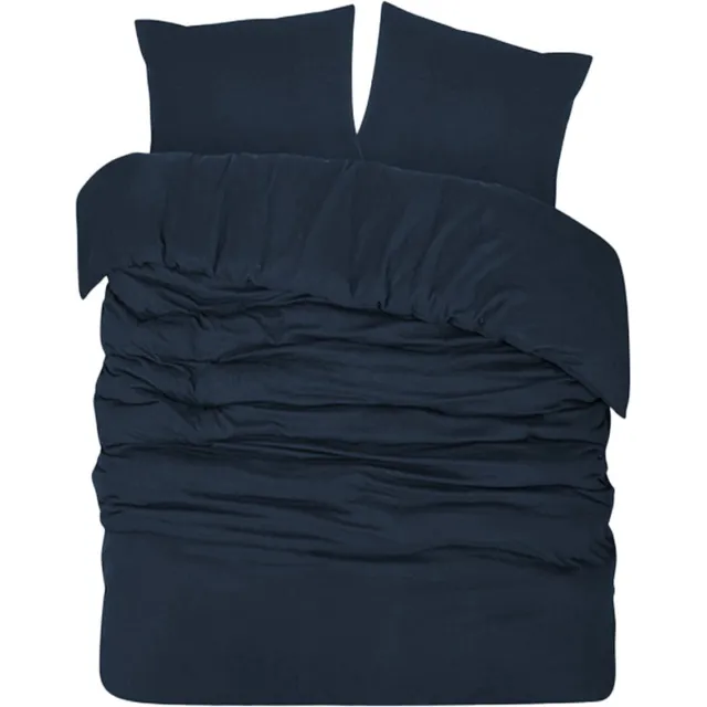 DoubleDry Dekbedovertrek Flanel 100% Zacht Katoen - Lits Jumeaux 240x200/220 cm + 2 Kussenslopen - Ademend & Huidvriendelijk - Blauw