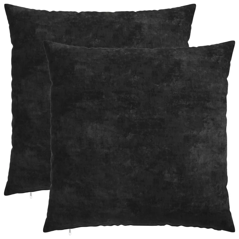 vidaXL Kussensloop 2 st HEERLEN Antraciet 65 x 65 cm Chenille Stof, foto 3