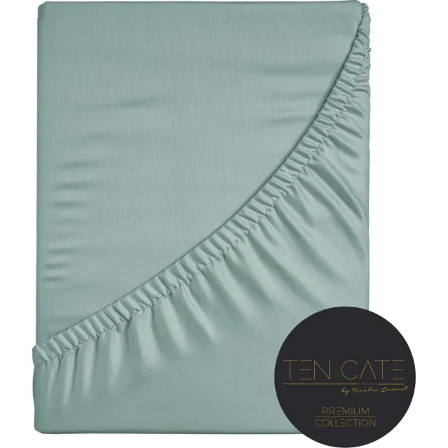 Ten Cate Premium Hoeslaken - 90x200 - Hoeslakens - Katoensatijn - Geschikt voor boxspring en matras - Hoekhoogte 30cm - Elastiek Rondom - Strijkvrij - Mintgroen - Mineral Mint