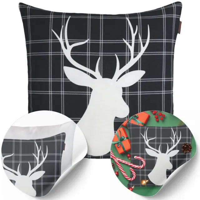 DOMAREX Kerst Kussenhoes 43x43cm Katoen - Sfeervolle Decoratie Grijs