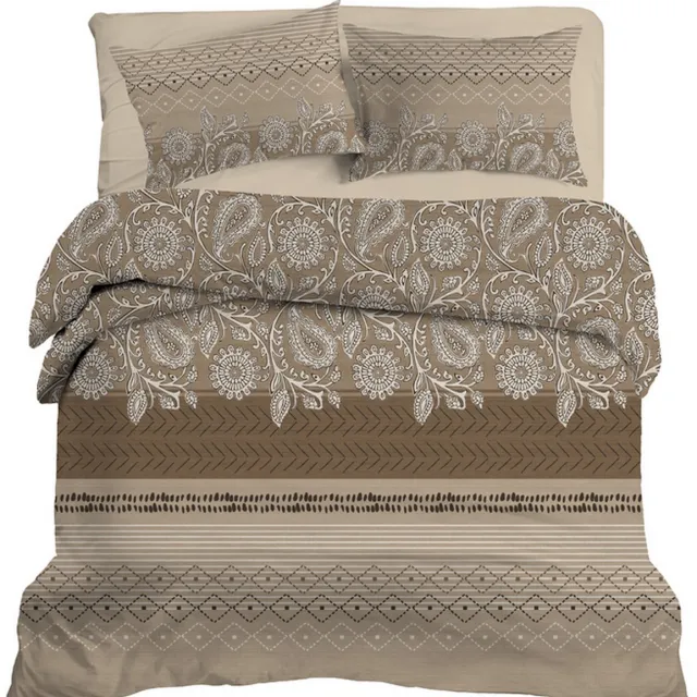 LINNICK Dekbedovertrek Katoen Renforcé Mahfer - Beige - Dekbedovertrek 240x200/220cm - 100% Katoen - Lits Jumeaux - Dekbedovertrekken - Paisley Dekbedovertrek Mahfer beige