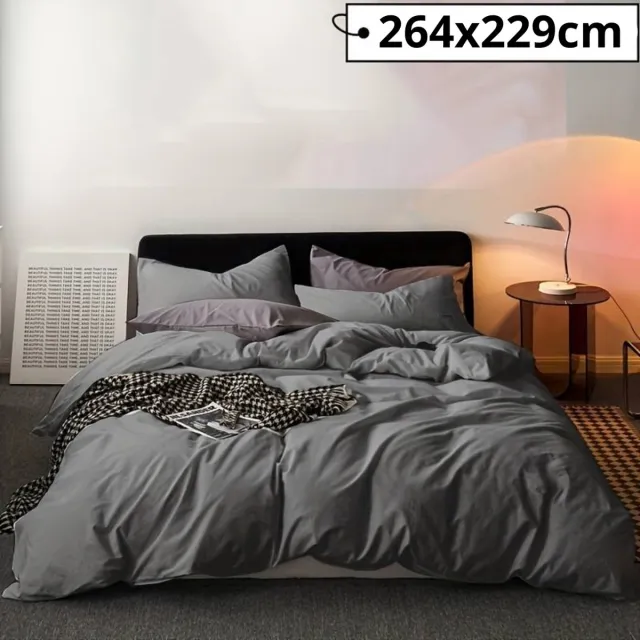 Bovista Zacht Dekbed - Dekbedovertrek Inclusief 2x Kussensloop - Beddengoed - 240x220cm - Grijs