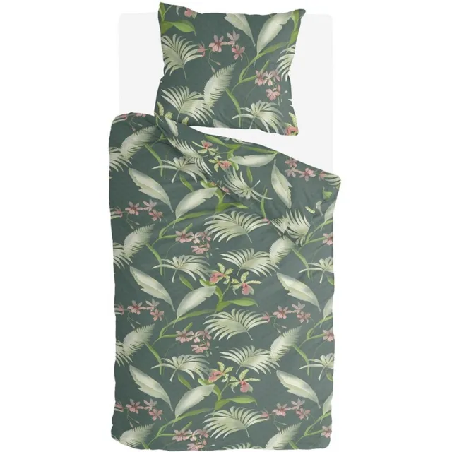 BYRKLUND Dekbedovertrek Greens & Flowers - 100% Katoen - Groen