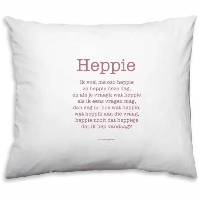 plint Heppie, Gedicht Op Kussensloop - Poezie Om Te Kussen - Joke van Leeuwen Wit