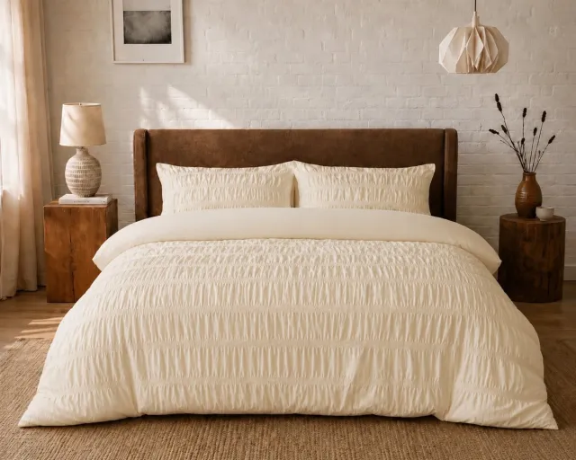 Beau Maison Seersucker Dekbedovertrek Creme - 140 x 200/220 cm + 1 kussensloop