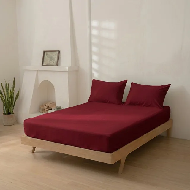 SENZATIONE katoen Hoeslaken Bordeaux - 180x200+30 BORDEAUX ROOD