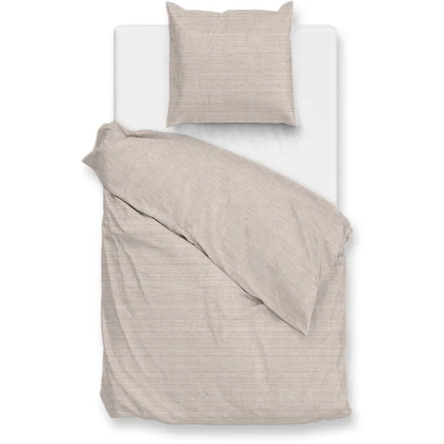 Zohome Dekbedovertrek Striscia di Lino - Sandy Beige - Strepen - Dekbedovertrek - 100% Katoen Lino Sandy Beige