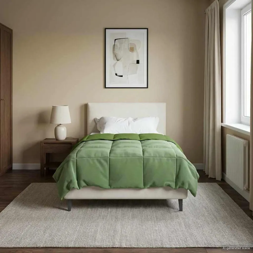 vidaXL Vol jaar dekbed 155 x 200 cm 300 GSM Microvezel Groen, foto 4
