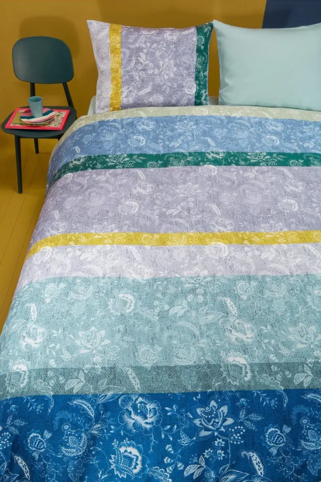Oilily Blooming stripe dekbedovertrek blauw Blue