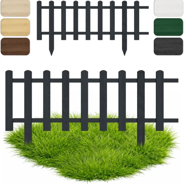 Floranica Perkhekje Tuinhek Grenen tuinhek Gazonrand 20 x 100 cm Antraciet Houten Sierhekwerk Decoratief Borderrand Tuinaanleg 1 Stk. / Antraciet