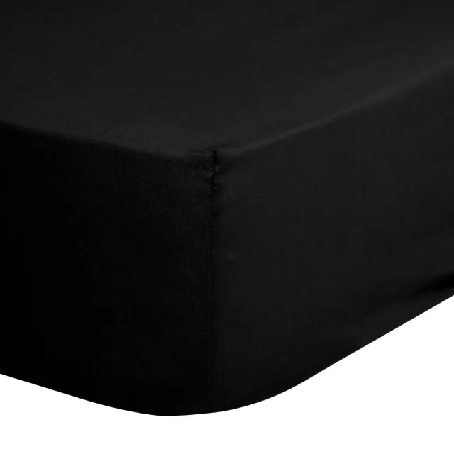 Good Morning hoeslaken effen kleur - 1 persoons 90x200 cm - Zwart - 100% Katoen renforce Black