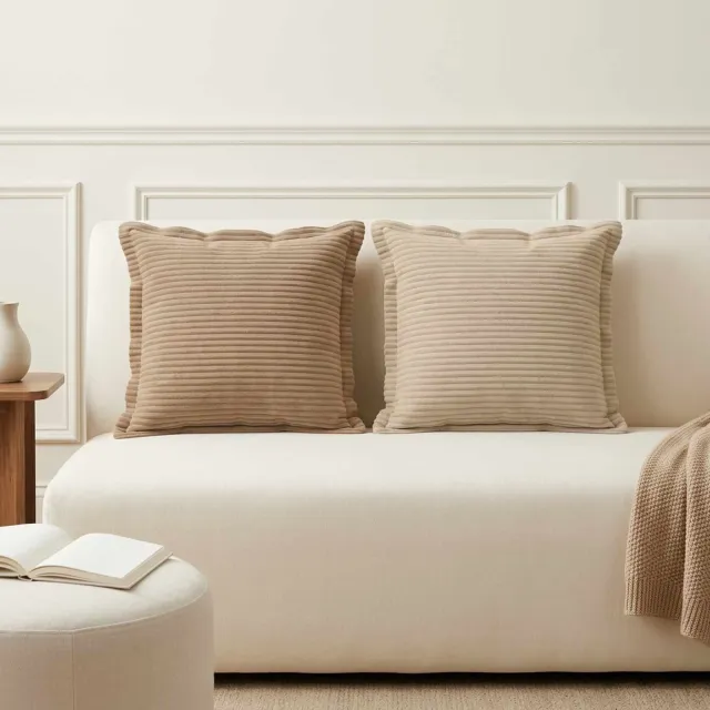 vidaXL Kussensloop 2 st HOUTEN Taupe 40 x 40 cm corduroy