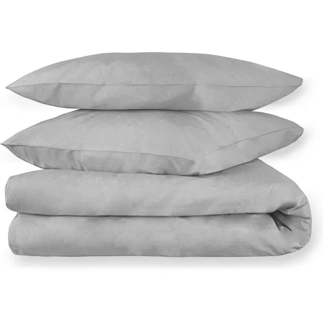 Dream Sheets Stockholm - Dekbedovertrek 140 x 200/250 - Biologisch Katoen Satijn - 1 persoons - Nederlands Fabricaat - Eenpersoons - Grey Mist - Grijs