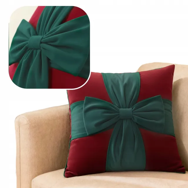Spod Igły i Nitki Kerst Kussenhoes Velvet Strik 45x45 cm Rood