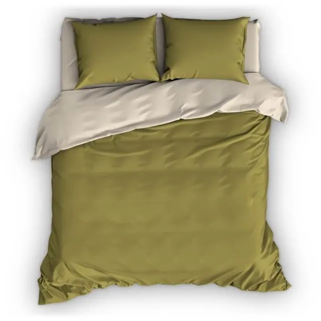 Satin D Or Satin d'Or Reverso Dekbedovertrek - Extra breed - 260x200/220 cm - Olijfgroen/Beige