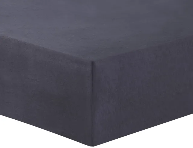 VISION home Vision - Hoeslaken FLANEL - Donkergrijs - 140 x 200cm met grote hoek van 30cm - 100% katoen Flanel - zacht en warm