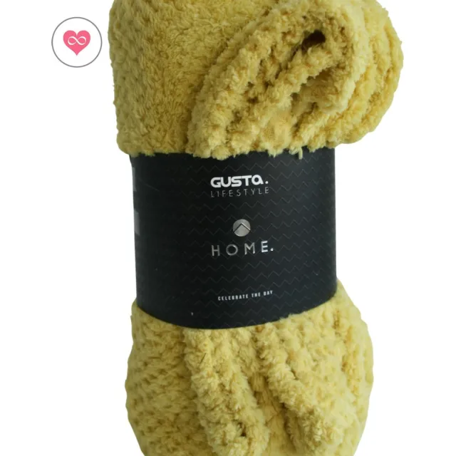 Gusta Fleece deken / plaid wafel geel patroon