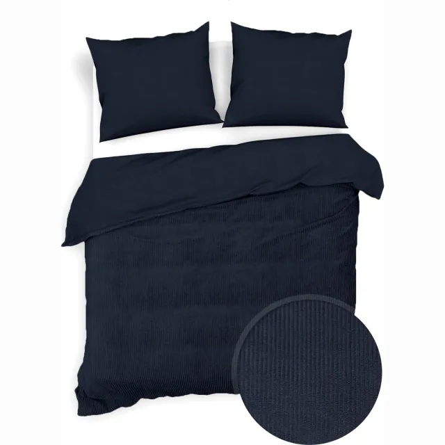 Zohome Dekbedovertrek Velluto-a-Coste - Effen Bedlinnen - Blauw - Dekbedhoes van Polyester / Katoen